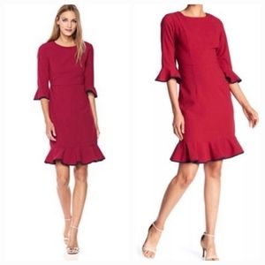 NWT Dark Red Nanette Lepore Women's Bell Sleeve Dress, size 10